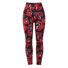 Load image into Gallery viewer, Women&#39;s Dark Gothic Rose Print Knee Cutout Leggings Pants
