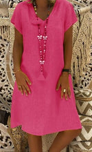 Load image into Gallery viewer, Short Sleeve Medium Skirt V-neck Dress
