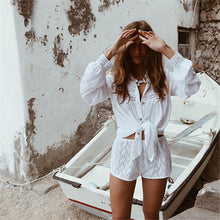 Load image into Gallery viewer, Lace Shirt Style Beach Cover Up Sexy Cardigan Vacation Bikini Cover Up
