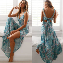 Load image into Gallery viewer, Sling tie knot waist print dress
