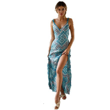 Load image into Gallery viewer, Sling tie knot waist print dress
