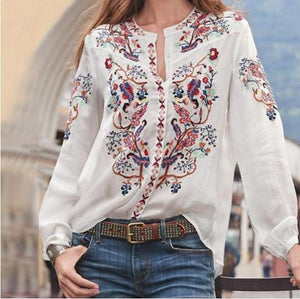 Summer Printed Long-sleeved Women's Shirt