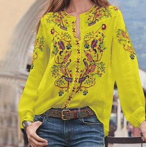 Summer Printed Long-sleeved Women's Shirt