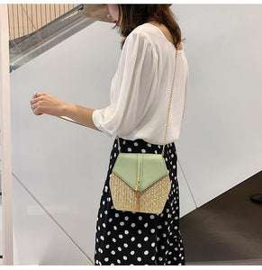 Texture Fashion Tassel Knitted Linen Single Shoulder Slung Small Square Bag