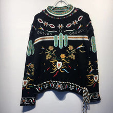 Load image into Gallery viewer, Retro Heavy Industry Embroidery Embroidery National Wind Loose Pullover Lazy Wind Sweater Women
