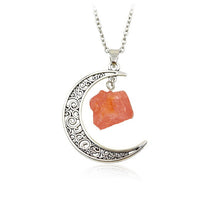 Load image into Gallery viewer, Natural stone crystal necklace vintage moon alloy sweater chain
