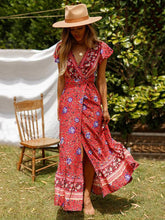 Load image into Gallery viewer, Bohemia V-neck Printed Beach Maxi Split Dresses
