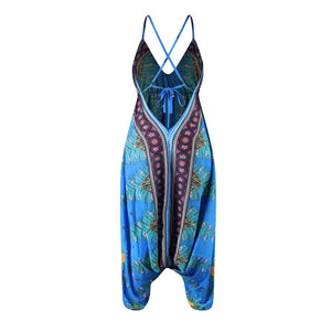 Loose Digital Print Women's Casual Open Back Sexy Jumpsuit