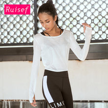 Load image into Gallery viewer, Open back knot long sleeve women&#39;s running fitness suit T-shirt back Yoga Top
