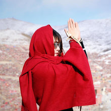 Load image into Gallery viewer, Warm Red Shawl  Red Scarf National Wind Oversized Scarf
