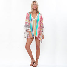 Load image into Gallery viewer, Sunscreen Beach  Women&#39;s Knitting Multi-color Tassel Beach Holiday Bikini Swimsuit Cover Up

