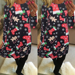 Printed Christmas Dress Dress