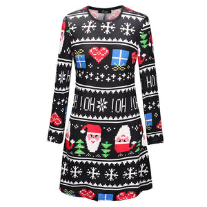 Printed Christmas Dress Dress