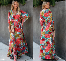 Load image into Gallery viewer, Big Flower Beach Cover Up Vacation Sun Protection Shirt Robe Dress Bikini Cover Up
