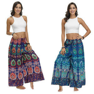 New Ethnic Style Casual All-match Wide-leg Pants with Waist Loose Pants