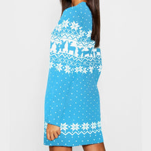 Load image into Gallery viewer, Autumn and winter new women&#39;s Christmas print long-sleeved dress
