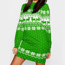 Load image into Gallery viewer, Autumn and winter new women&#39;s Christmas print long-sleeved dress
