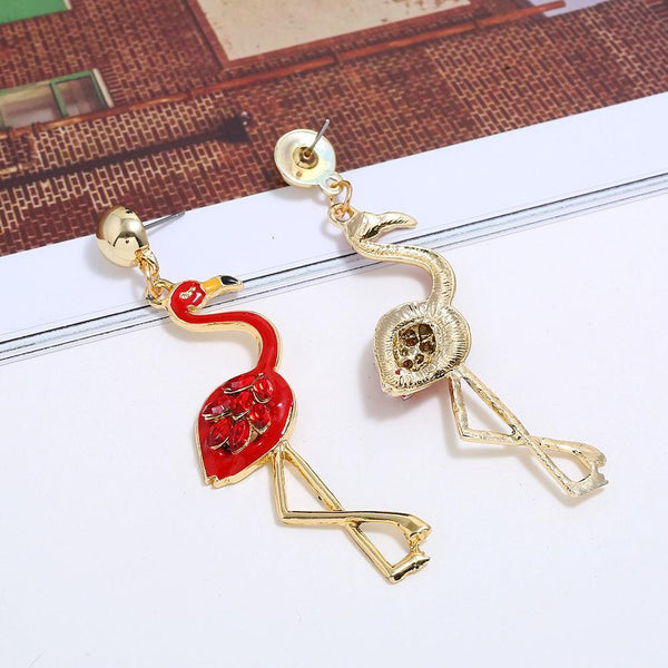 Hot new long tassel flamingo ladies Christmas earrings