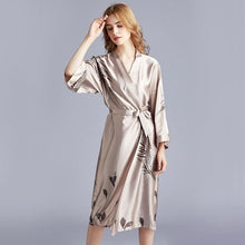 Load image into Gallery viewer, Yaoting silk wedding pajamas ladies spring and summer long bridesmaid red bride morning gown home gown 2
