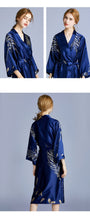 Load image into Gallery viewer, Yaoting silk wedding pajamas ladies spring and summer long bridesmaid red bride morning gown home gown 2
