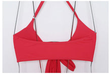 Load image into Gallery viewer, Solid Color Red Swimsuit Women Split Bikini Chest Strap High Waist Cover Belly Ins Style Show Thin Sexy Hot Spring Swimsuit
