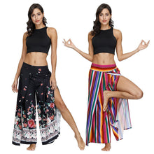 Load image into Gallery viewer, Floral Digital Print Women&#39;s Split Casual Pants Fashion Loose Wide Leg Pants Two Layers Yoga Boho Style Pants
