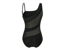 Load image into Gallery viewer, New Sexy One-shoulder Gauze Stitching Covering Belly Slimming One-piece Swimsuit
