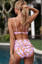 Load image into Gallery viewer, Women Beach Holiday Printing Bikini High Waist Split Swimsuit
