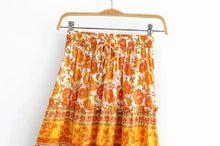 Load image into Gallery viewer, Mini Rok Geel Katoen Bloemenprint Elastische Taille Chic  Beach Boho Casual  Short Skirt
