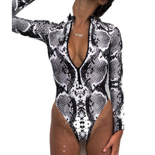 Load image into Gallery viewer, snake Leopard Print Bikini long sleeve swimsuit
