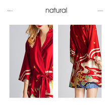 Load image into Gallery viewer, Ice silk pajamas women's summer silk nightgown bathrobe morning gowns large printed household clothes women's summer thin
