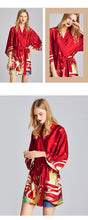 Load image into Gallery viewer, Ice silk pajamas women's summer silk nightgown bathrobe morning gowns large printed household clothes women's summer thin
