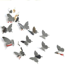 Load image into Gallery viewer, 12Pcs/lot 3D Butterfly Mirror Wall Sticker Decal Wall Art Removable Wedding Decoration Kids Room Decoration Sticker
