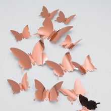 Load image into Gallery viewer, 12Pcs/lot 3D Butterfly Mirror Wall Sticker Decal Wall Art Removable Wedding Decoration Kids Room Decoration Sticker
