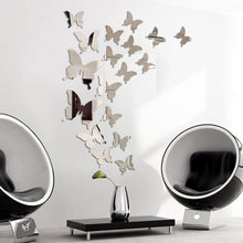Load image into Gallery viewer, 12Pcs/lot 3D Butterfly Mirror Wall Sticker Decal Wall Art Removable Wedding Decoration Kids Room Decoration Sticker
