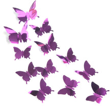 Load image into Gallery viewer, 12Pcs/lot 3D Butterfly Mirror Wall Sticker Decal Wall Art Removable Wedding Decoration Kids Room Decoration Sticker
