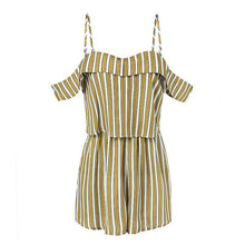 Load image into Gallery viewer, Summer Spaghetti Strap Stripe Short Jumpsuit Rompers
