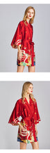 Load image into Gallery viewer, Ice silk pajamas women's summer silk nightgown bathrobe morning gowns large printed household clothes women's summer thin
