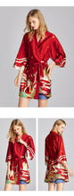Load image into Gallery viewer, Ice silk pajamas women's summer silk nightgown bathrobe morning gowns large printed household clothes women's summer thin
