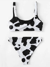 Load image into Gallery viewer, Dairy Cow Printed Vest Bikini Split Swimsuit Bikini Ladies Swimsuit
