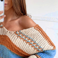 Load image into Gallery viewer, Autumn and Winter Casual Loose Solid Color Printed Sweater Sexy V-neck Sweater
