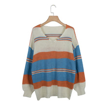 Load image into Gallery viewer, Autumn and Winter Casual Loose Solid Color Printed Sweater Sexy V-neck Sweater
