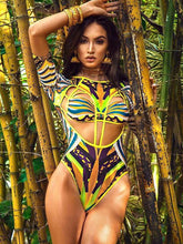 Load image into Gallery viewer, Short-sleeved swimsuits: Women&#39;s short-sleeved indigenous style one-piece swimsuits
