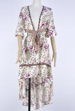 Load image into Gallery viewer, Bohemian deep V collar tie with back-to-back retro-printed large irregular dress
