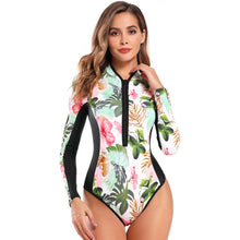 Load image into Gallery viewer, One Piece Wetsuit Swimsuit Women&#39;s Sexy Sport Long Sleeve Printed Surf Swimsuit Monokini
