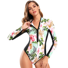 Load image into Gallery viewer, One Piece Wetsuit Swimsuit Women&#39;s Sexy Sport Long Sleeve Printed Surf Swimsuit Monokini
