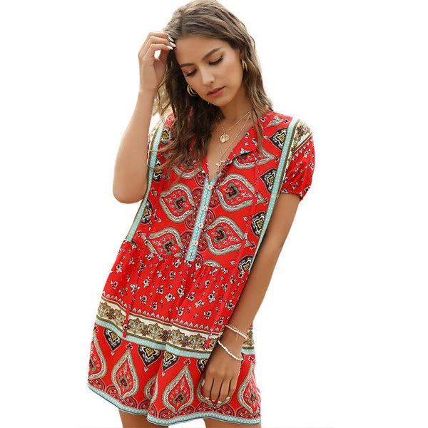 Women's casual fashion loose printed Jumpsuit