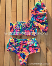 Load image into Gallery viewer, Retro High Waist Floral Bikini One-shoulder Ruffled Print Swimsuit
