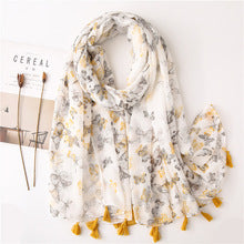 Load image into Gallery viewer, Women&#39;s cotton and linen feel flower scarf spring, summer and autumn shade shawl soft temperament
