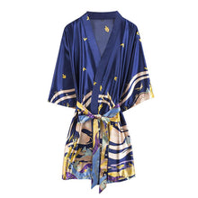 Load image into Gallery viewer, Ice silk pajamas women's summer silk nightgown bathrobe morning gowns large printed household clothes women's summer thin
